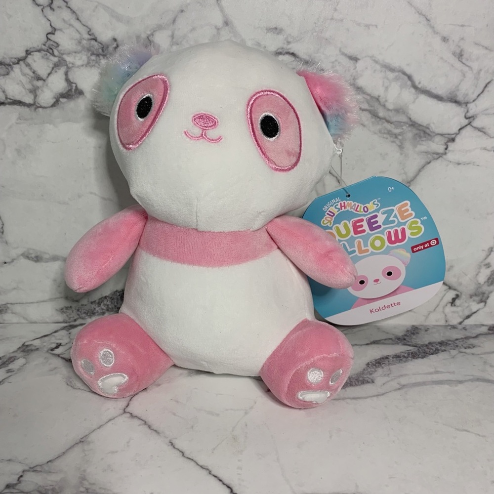 Squeezemallows Kaldette the Pink Panda with Tie Dye Ears Stuffed Plush